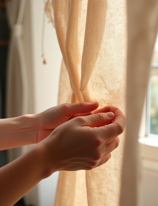 Artigiana che lavora con tessuti tinti naturalmente